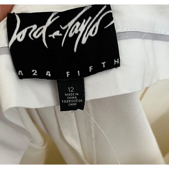 Lord & Taylor | Ivory Off White Ankle Zipper Tapered Dress Pants FLAWS Size 12 - Picture 8 of 10